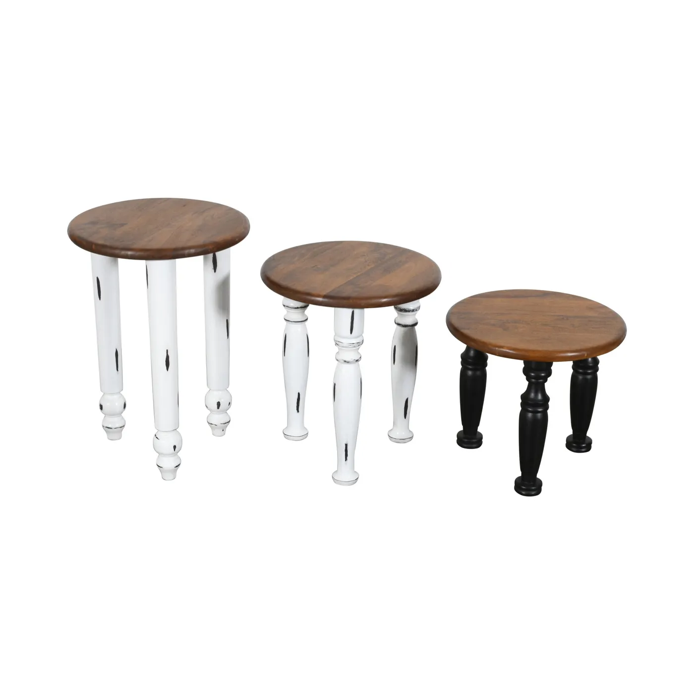 Set van 3 – tafel bijzettafels van mangohout — Foto 2