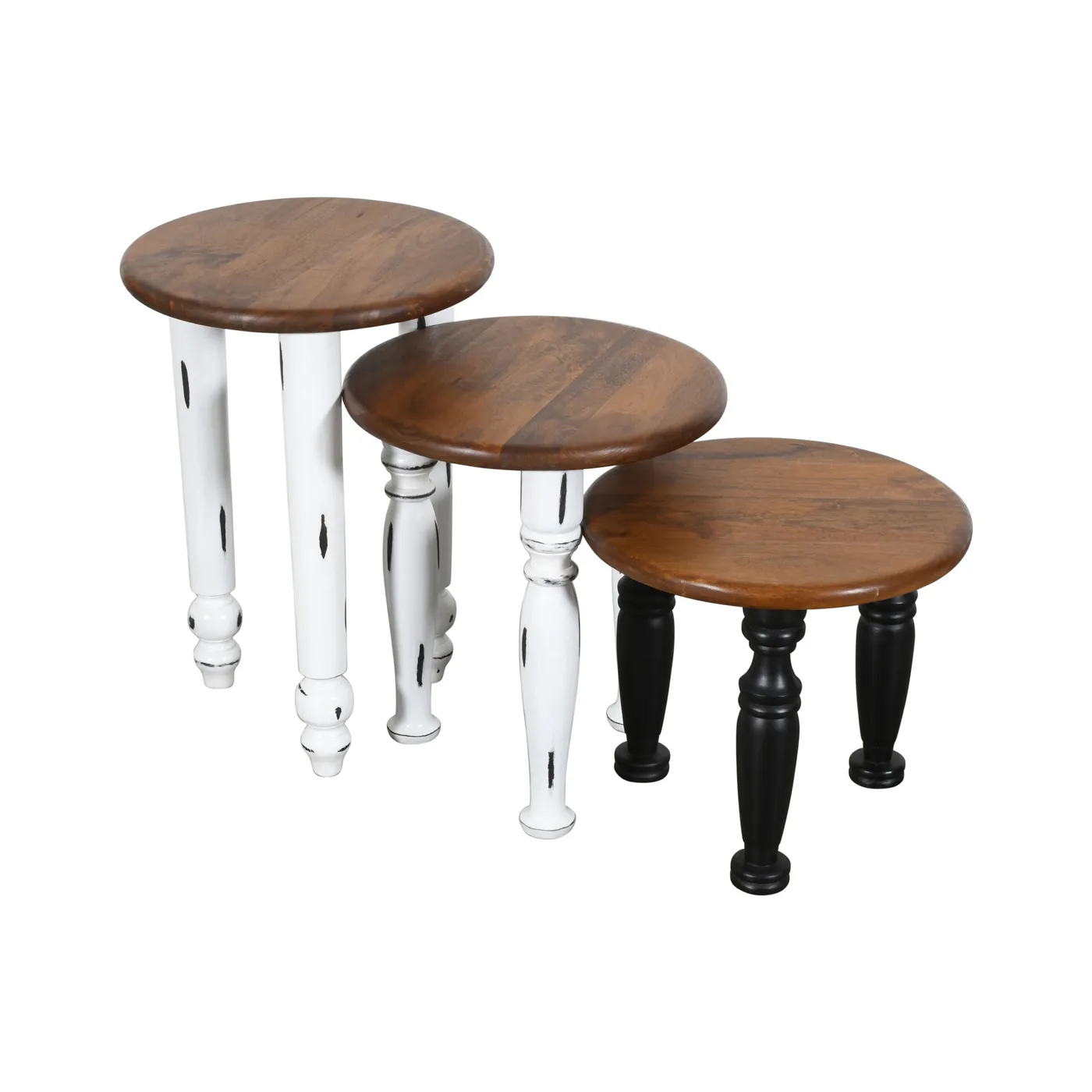 Set van 3 – tafel bijzettafels van mangohout — Foto 3