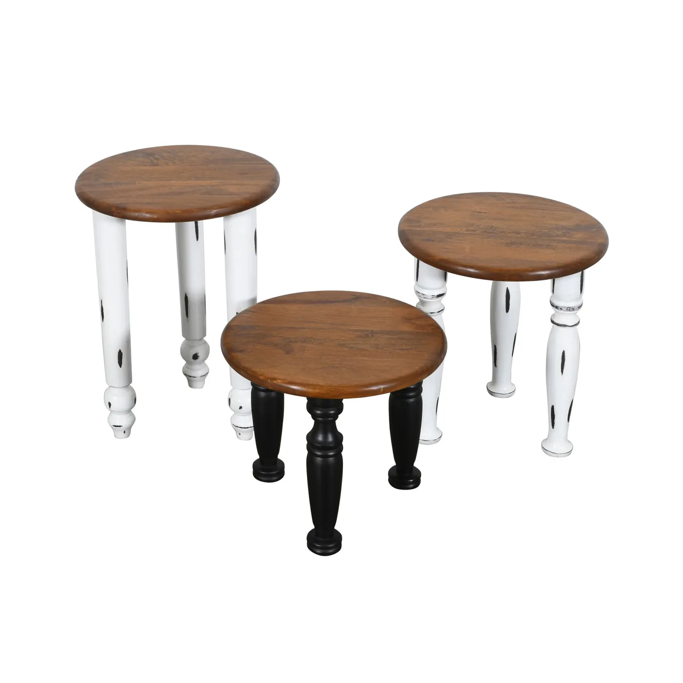 Set van 3 – tafel bijzettafels van mangohout — Foto 4