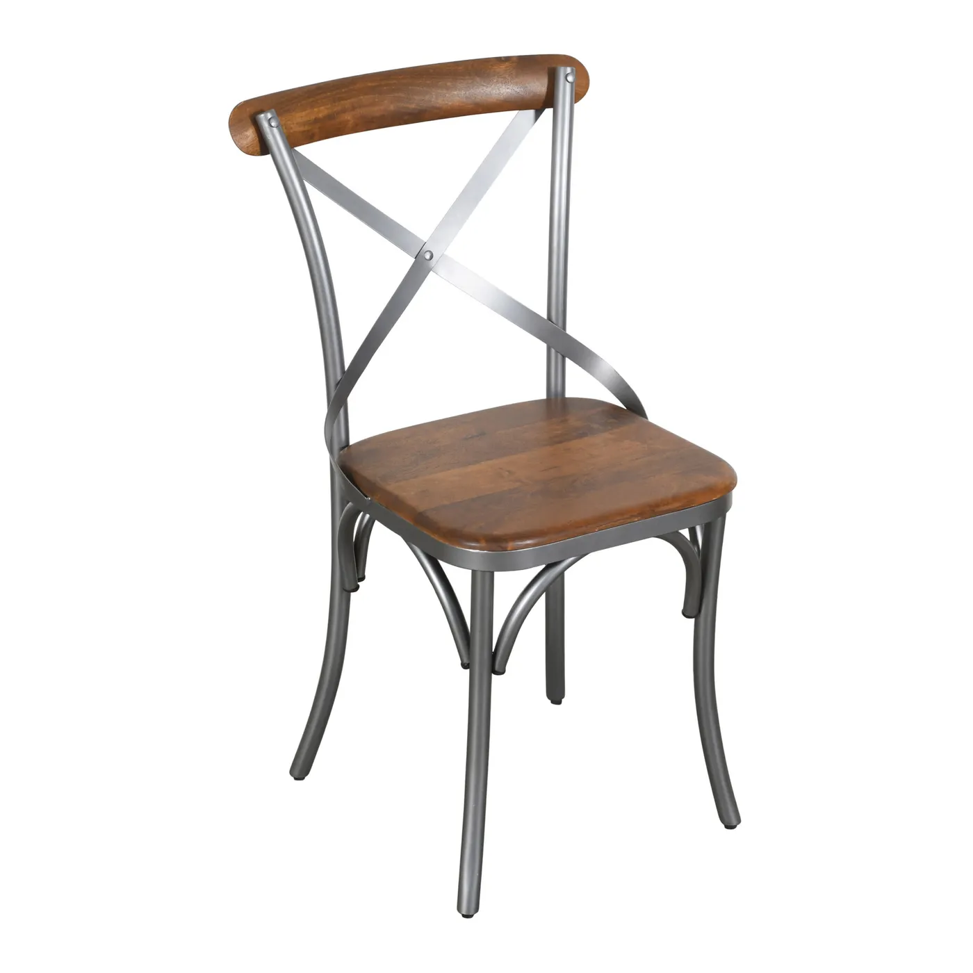 Cross base metal mango wood chair — Photo 5