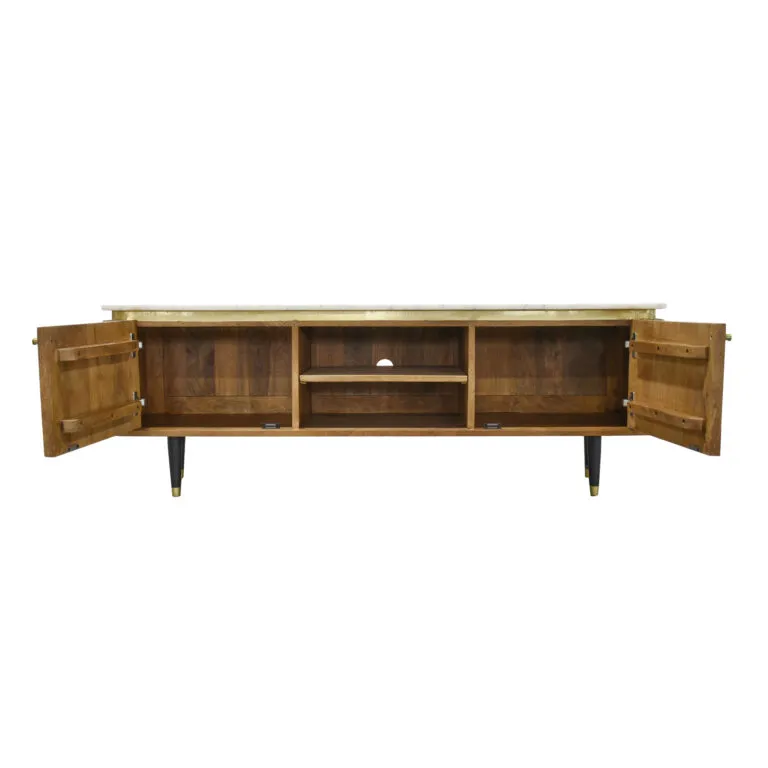 Acacia and white marble TV unit — Photo 2