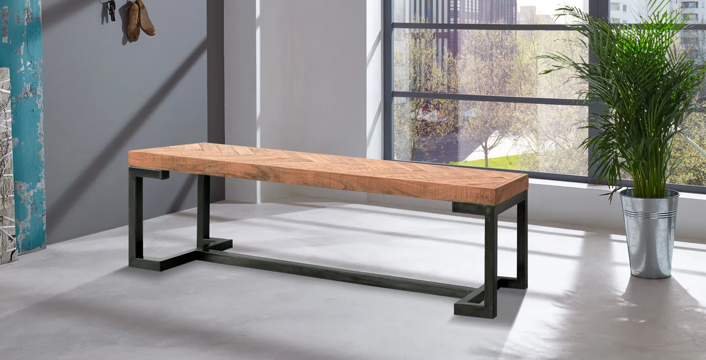 Banco Parquet de mango y metal — Foto 2