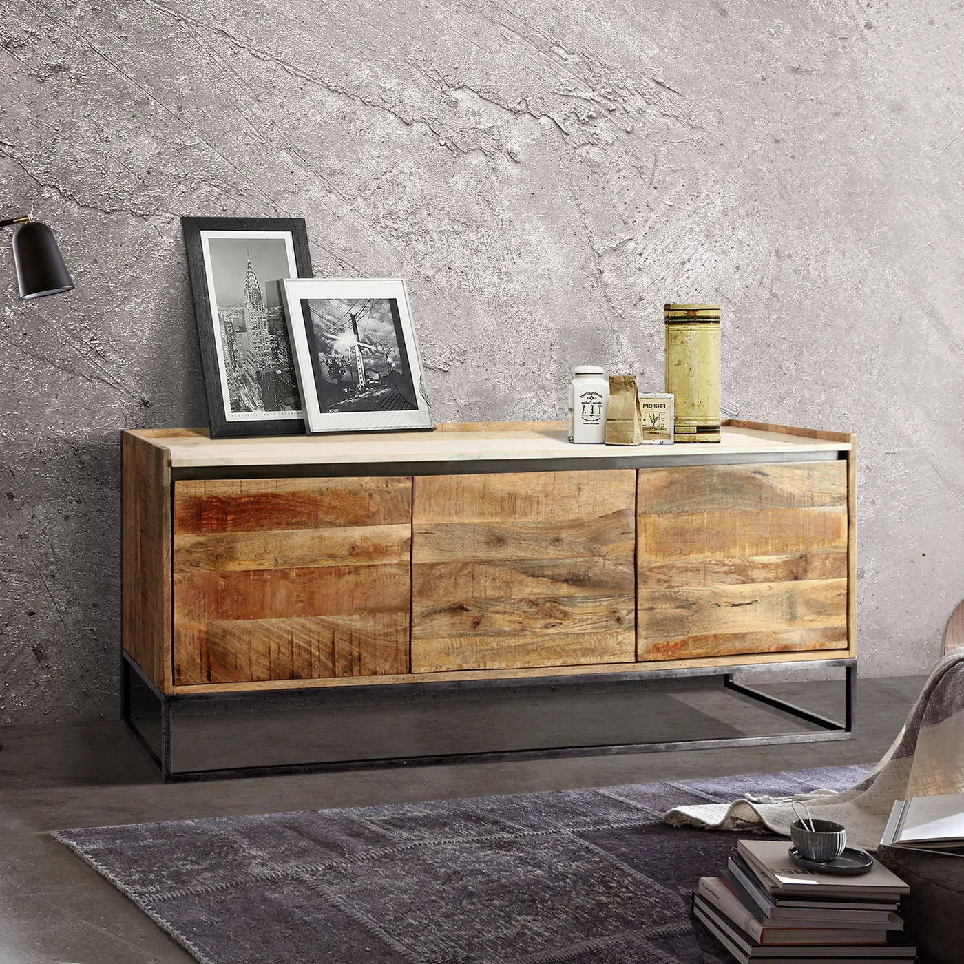 Mango wood and marble sideboard — Photo 2