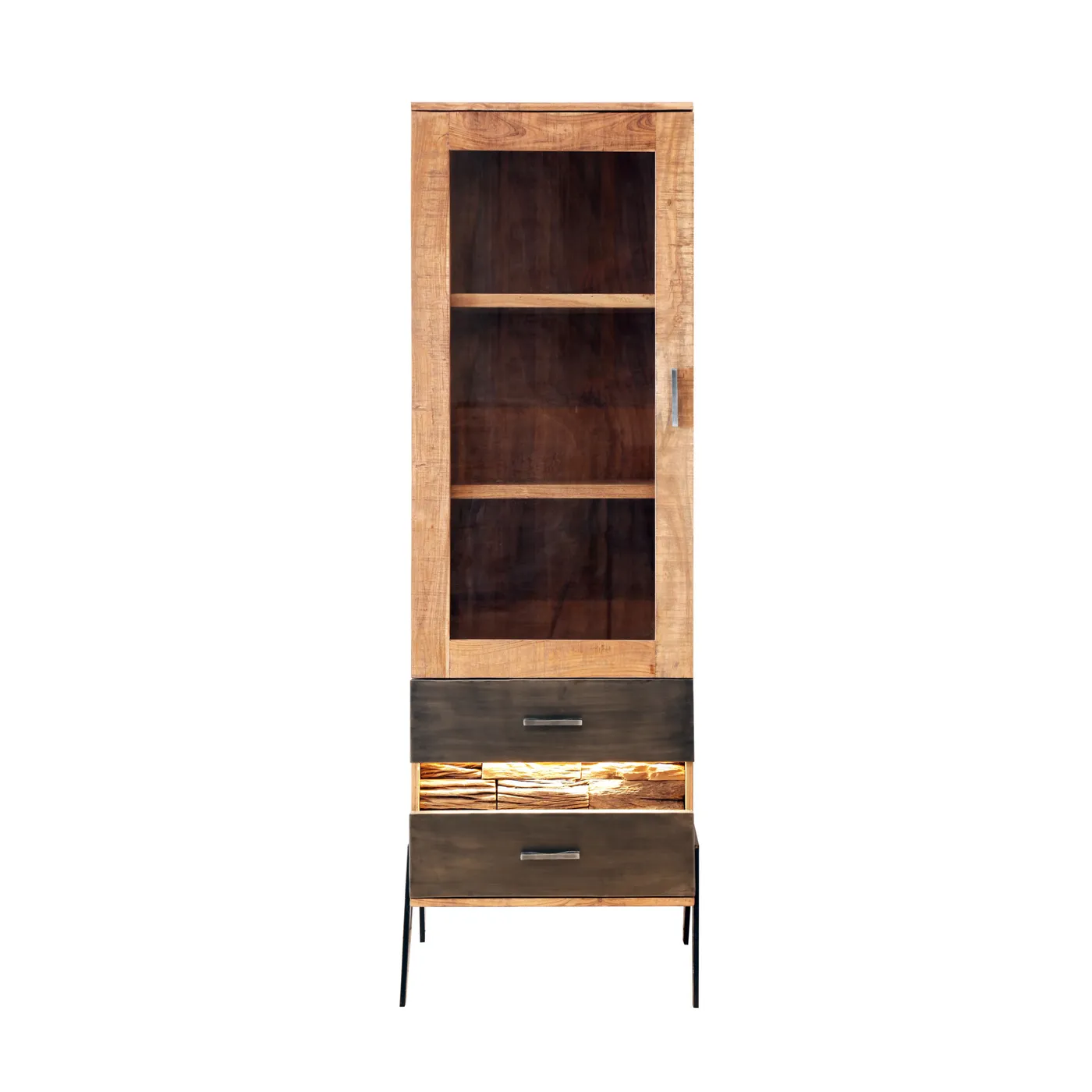 Led Hudson acacia display cabinet – small — Photo 1