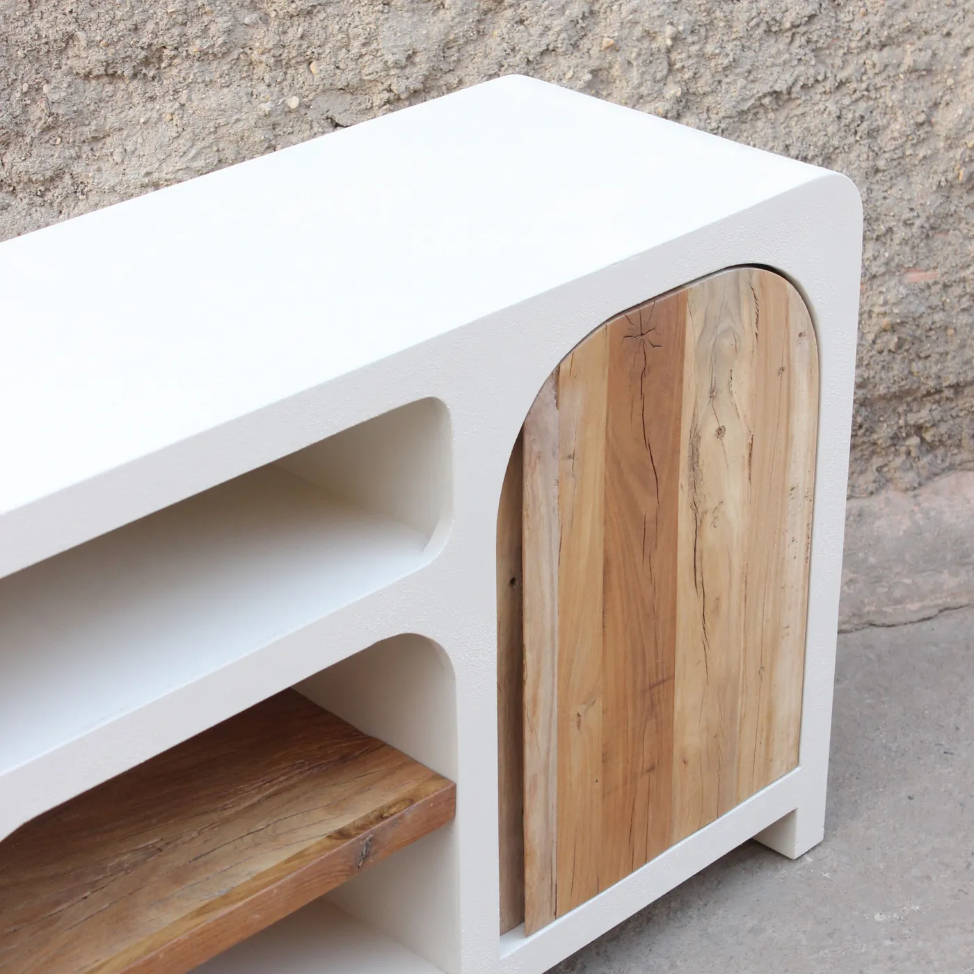 Dressoir Ibiza van gerecycled hout en betonlook – 160 x 40 x 77 cm — Foto 2