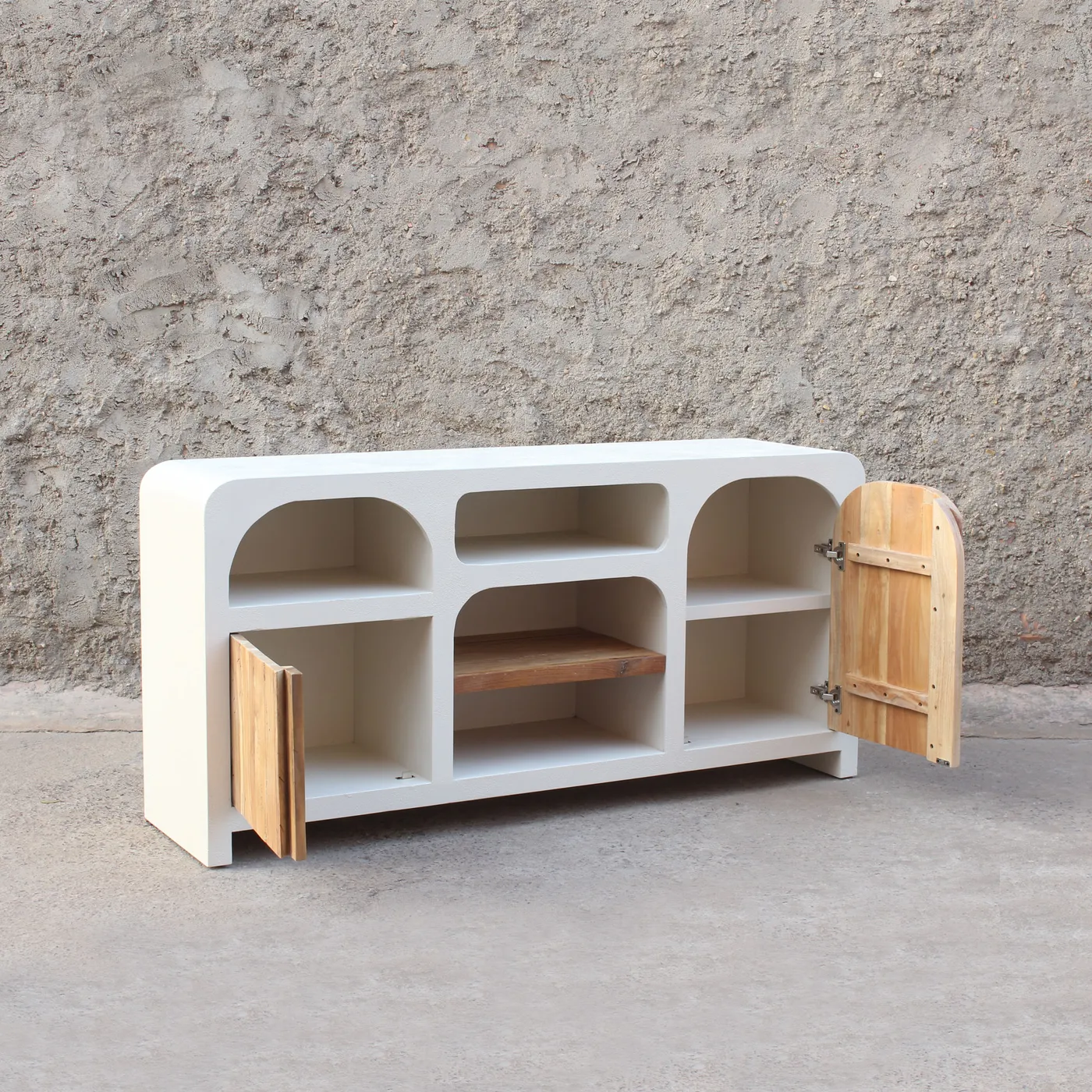 Dressoir Ibiza van gerecycled hout en betonlook – 160 x 40 x 77 cm — Foto 3