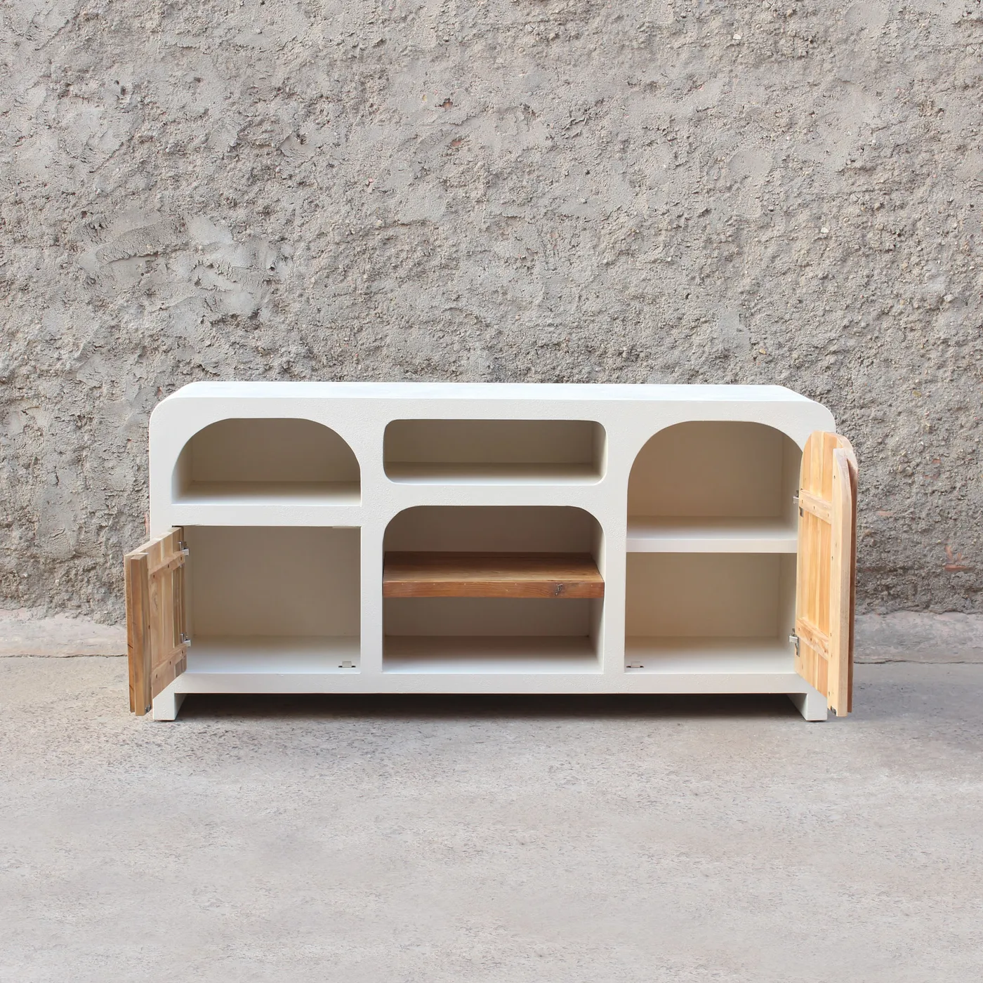 Dressoir Ibiza van gerecycled hout en betonlook – 160 x 40 x 77 cm — Foto 4