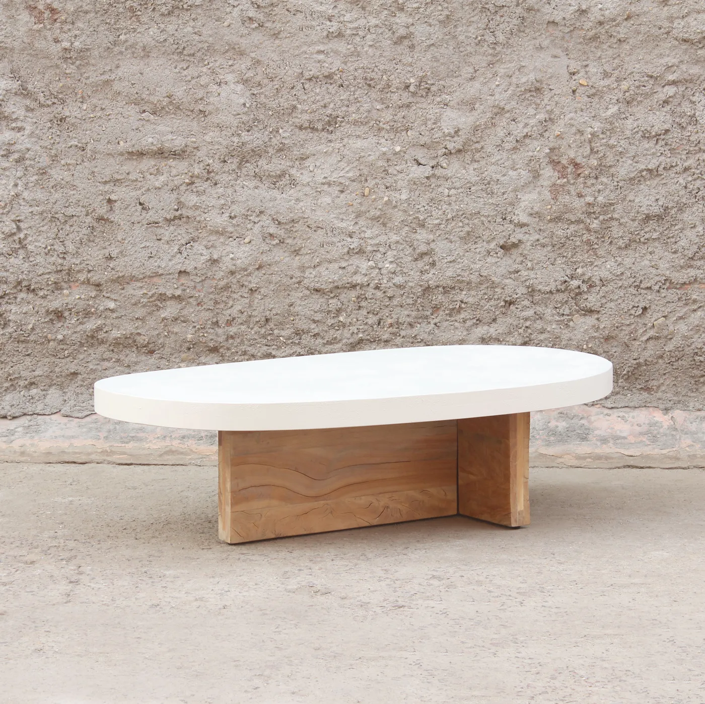 Mesa de centro Ibiza de madera reciclada y efecto cemento
