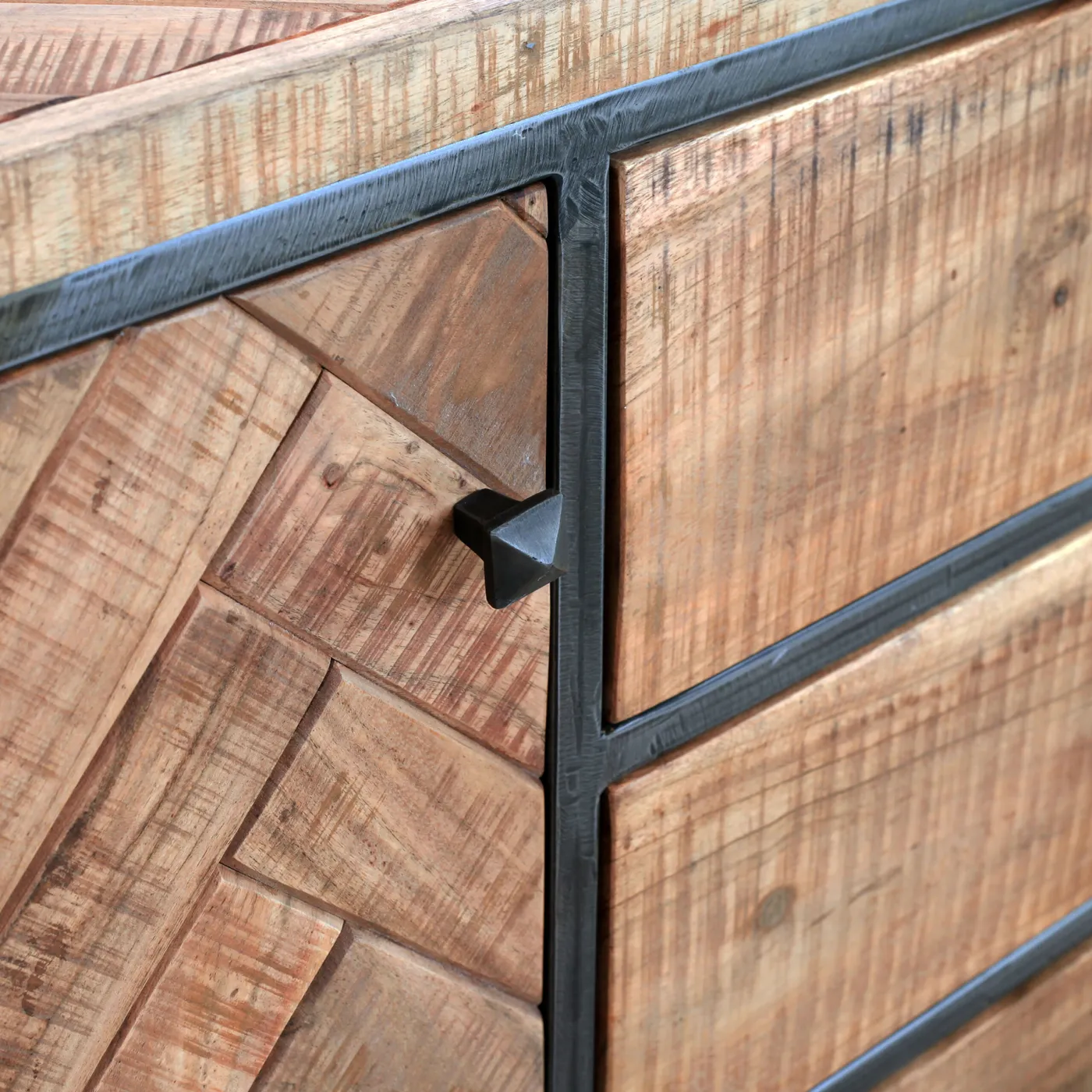 Dressoir Parquet van acacia en metaal — Foto 4