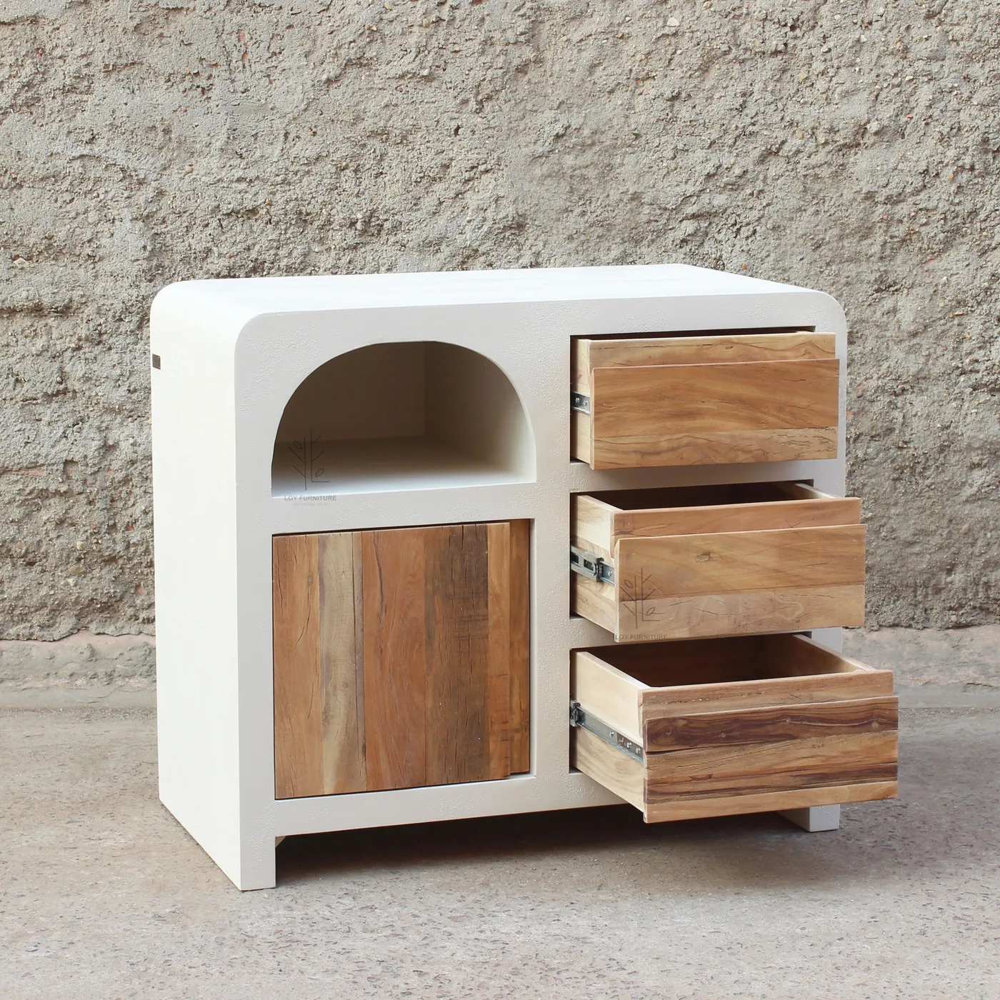 Buffet Ibiza en bois recyclé et effet béton – petit modèle — Photo 2