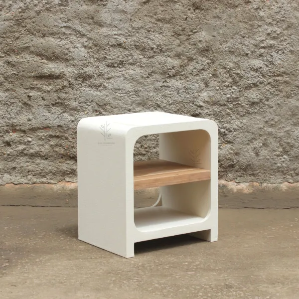 Ibiza reclaimed wood and concrete-effect bedside table – 50 x 45 x 55 cm — Photo 1