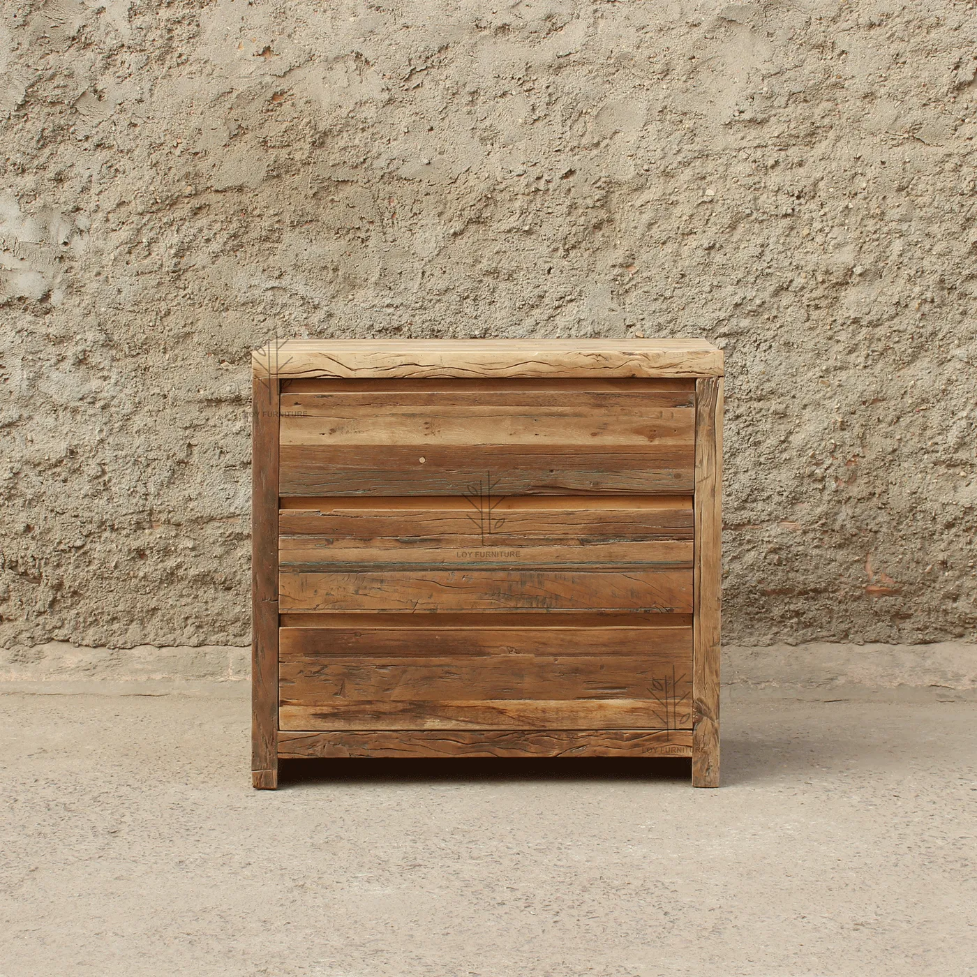 Commode à tiroirs en bois et matériau recyclé — Photo 2