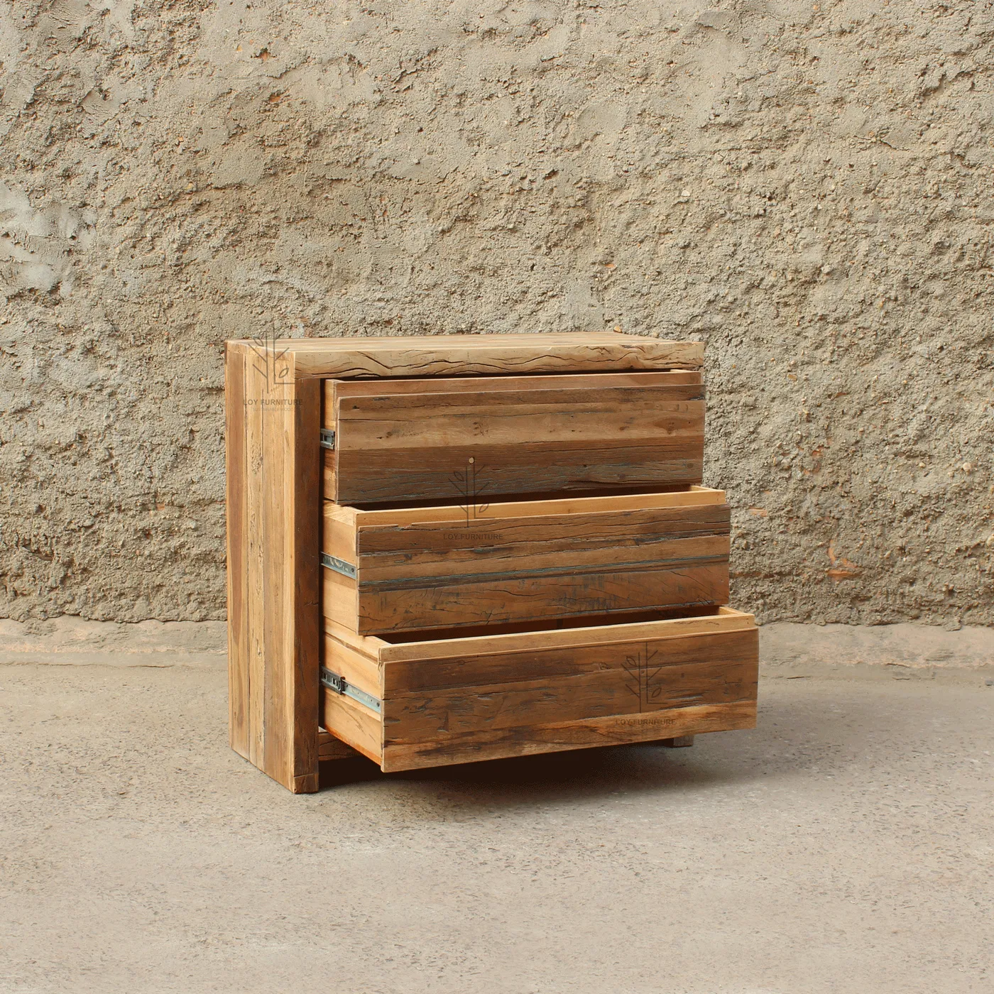Commode à tiroirs en bois et matériau recyclé — Photo 3