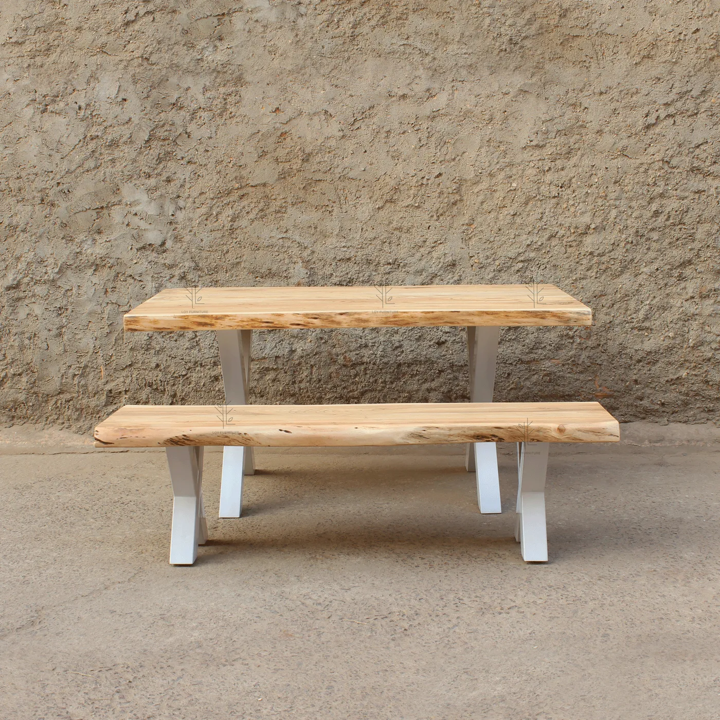 Ibiza acacia metal bench — Photo 4