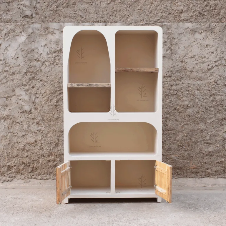 Étagère Ibiza en bois recyclé et effet béton – 100 x 40 x 180 cm — Photo 2