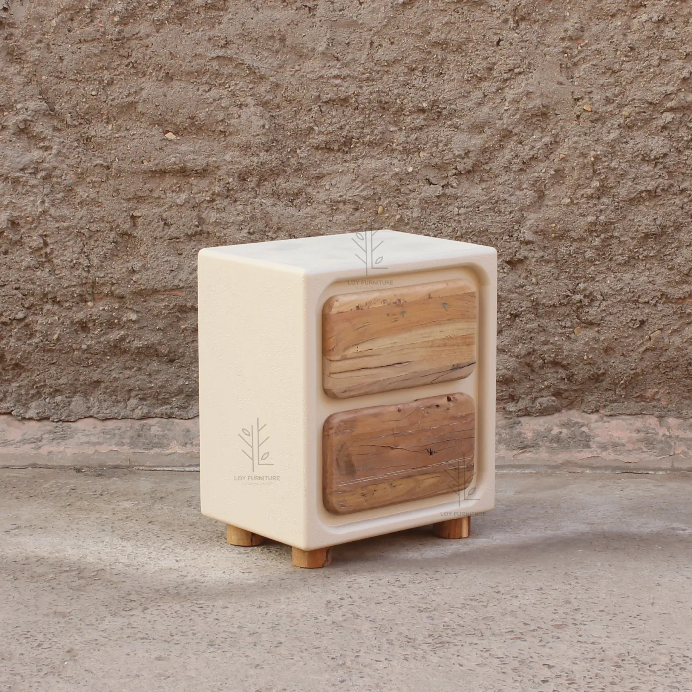 Ibiza concrete effect bedside table with drawers — Photo 2