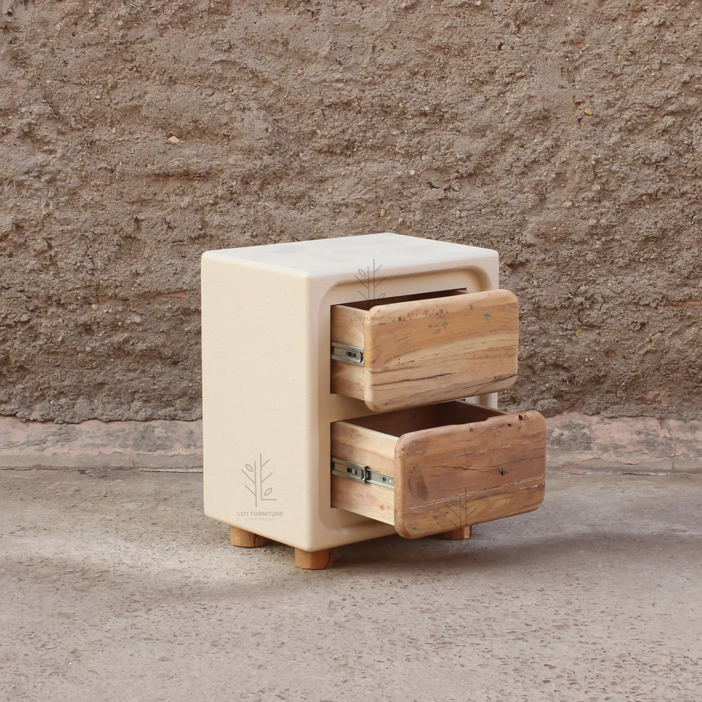 Ibiza concrete effect bedside table with drawers — Photo 3