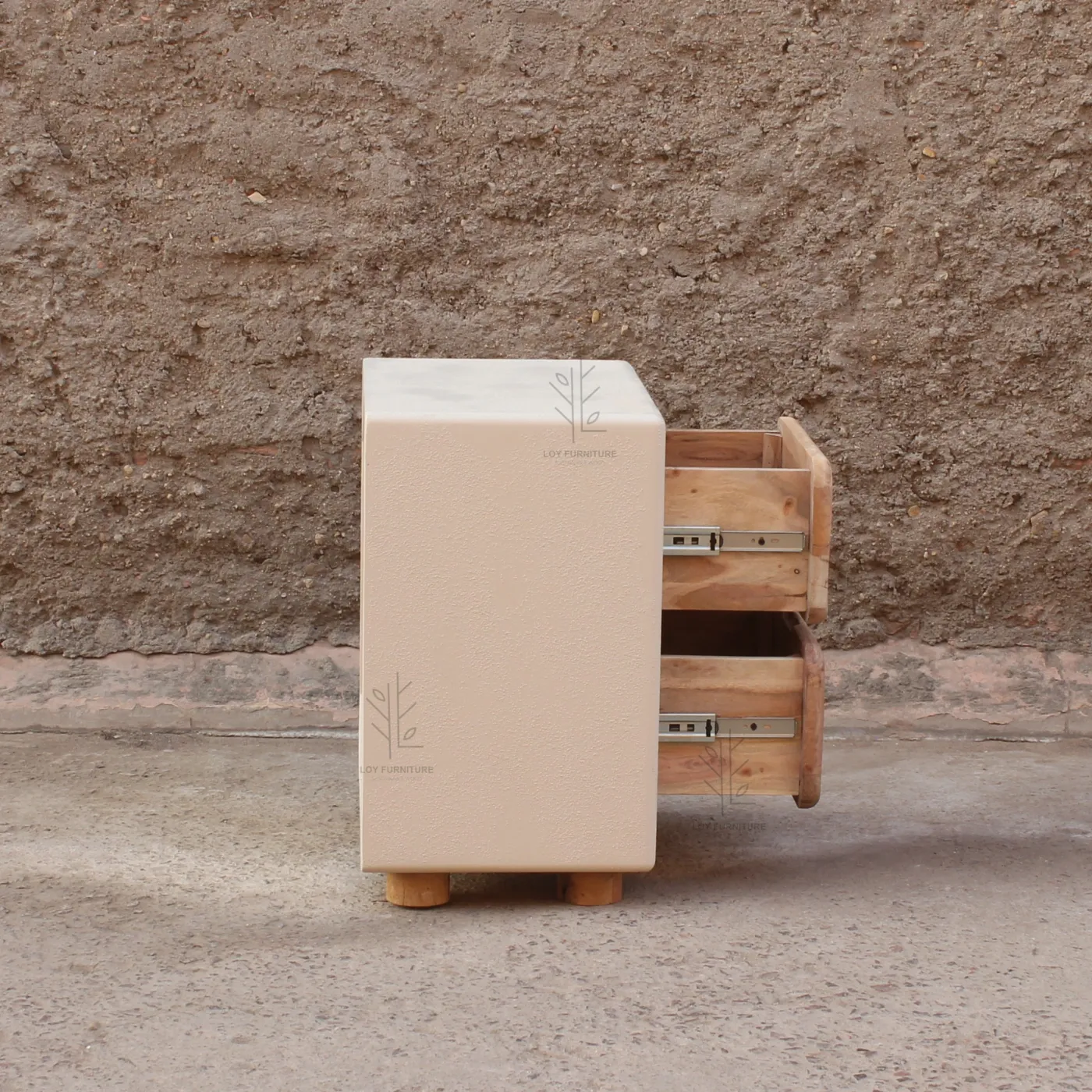 Ibiza concrete effect bedside table with drawers — Photo 4