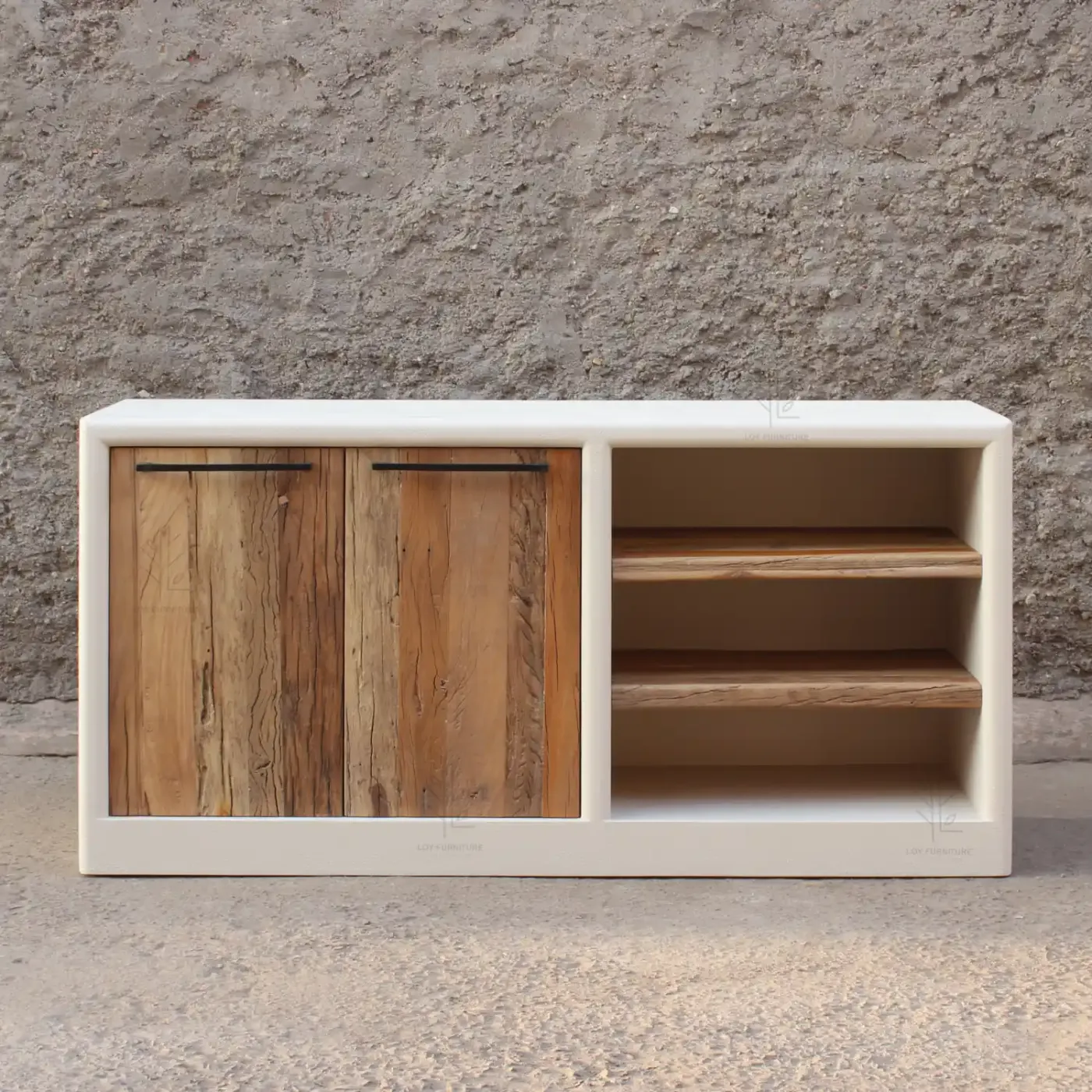Buffet Ibiza en bois recyclé et effet béton – 160 x 45 x 80 cm — Photo 3