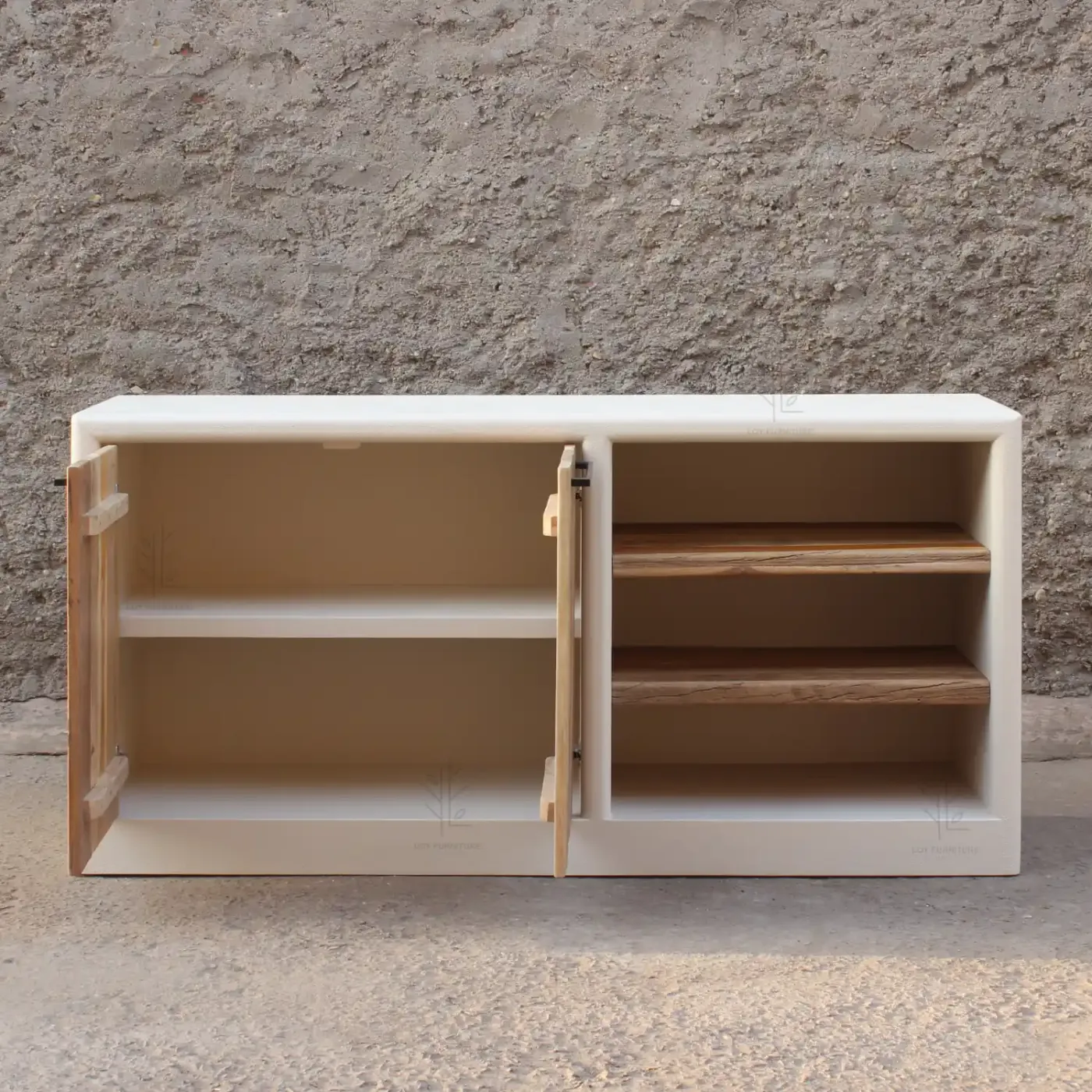 Buffet Ibiza en bois recyclé et effet béton – 160 x 45 x 80 cm — Photo 4