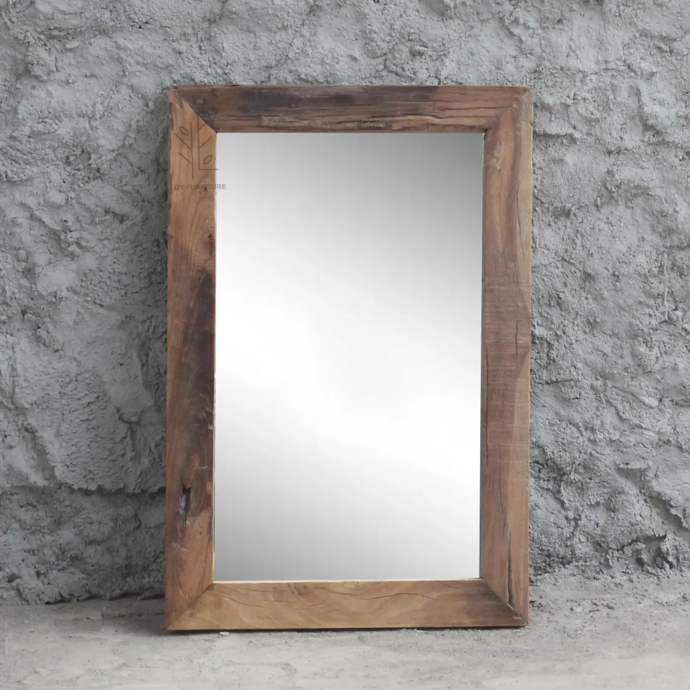 Rectangular Ibiza wood recycled material mirror — Photo 3