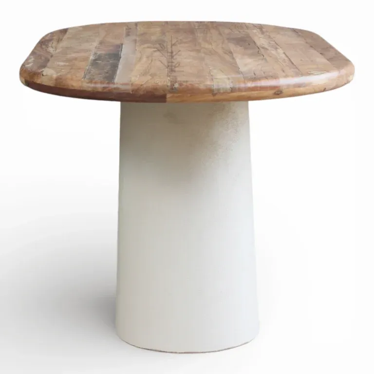 Mesa de comedor ovalada Ibiza de madera y material reciclado — Foto 3