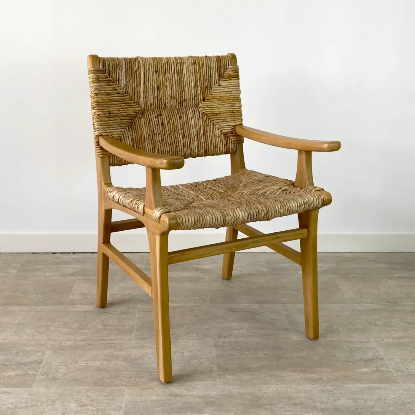 Set of 2 – Ibiza teak seagrass chairs with armrests — Photo 1