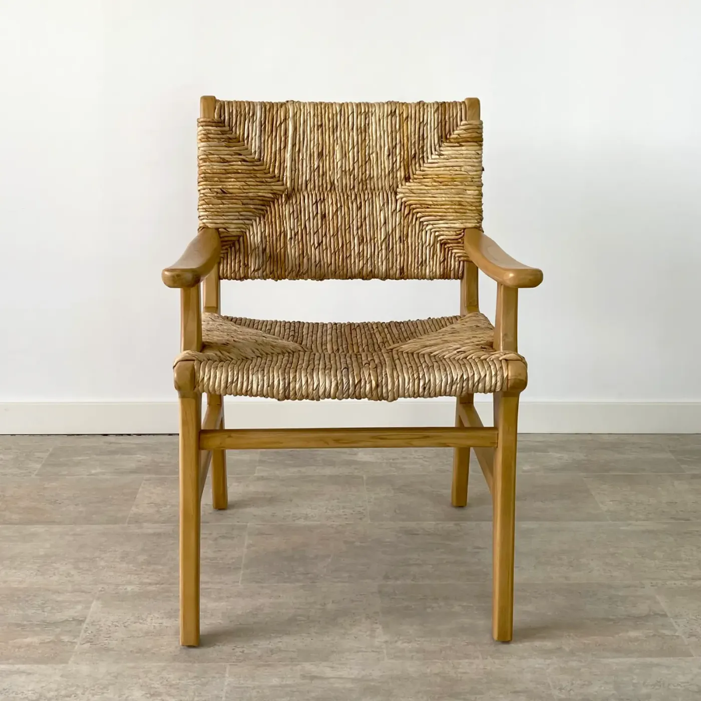 Set of 2 – Ibiza teak seagrass chairs with armrests — Photo 2