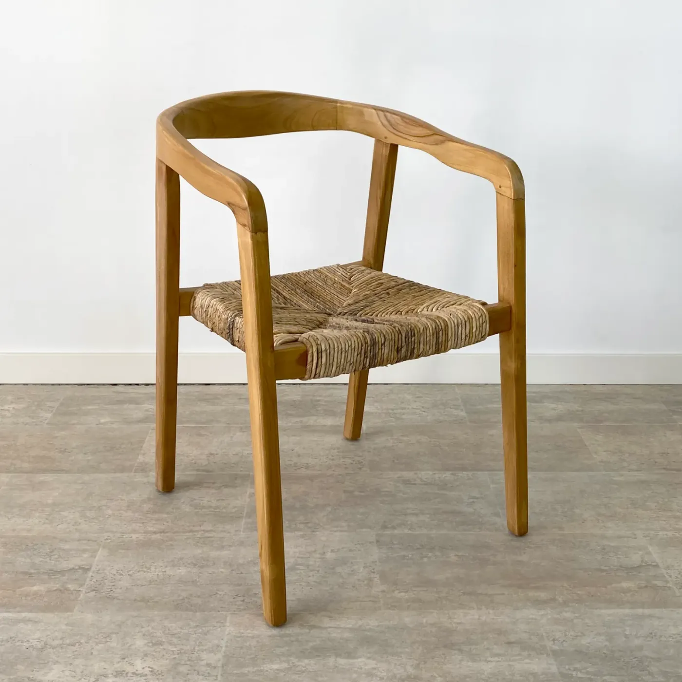 Set of 2 – nesting Ibiza teak seagrass chairs with armrests — Photo 1