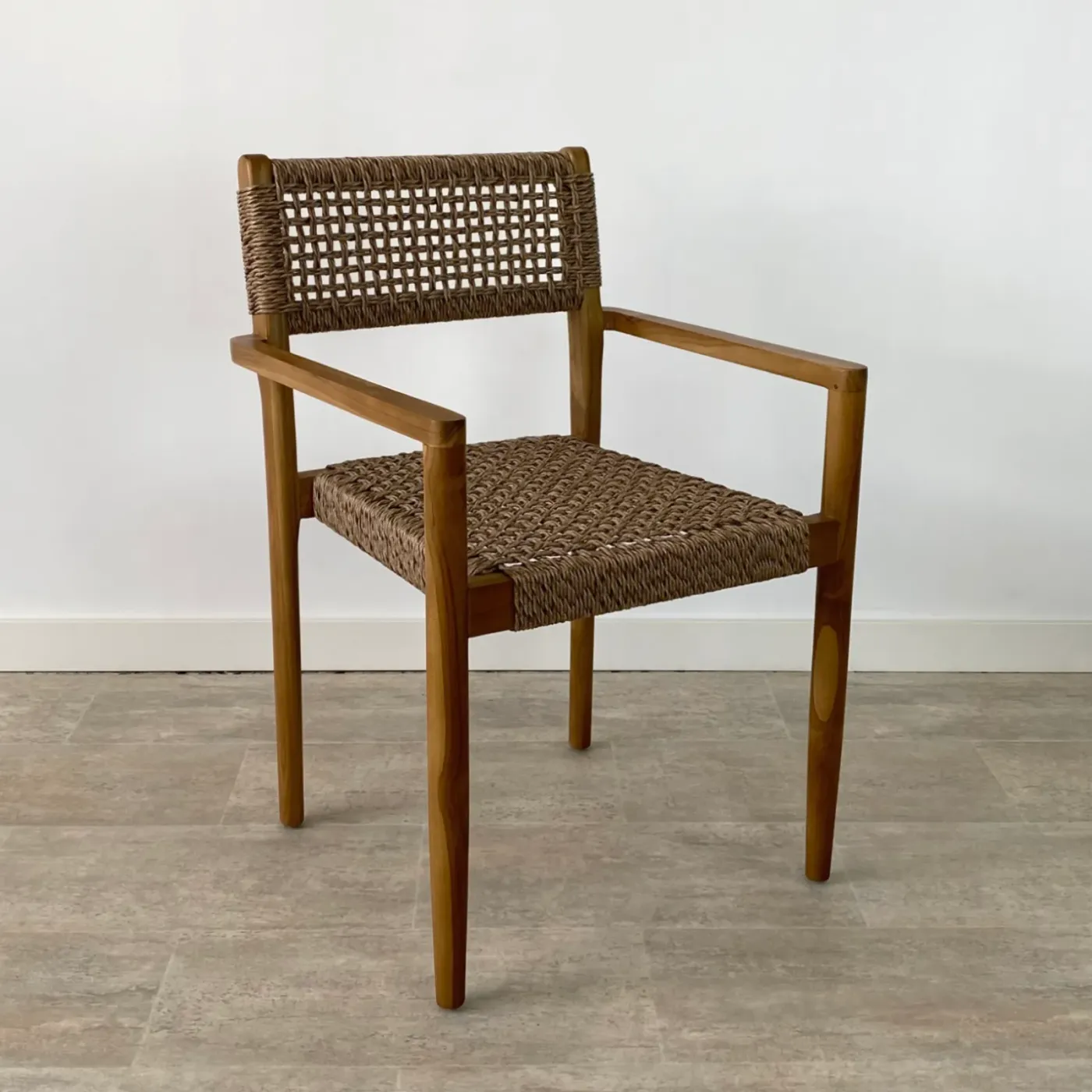 Set of 2 – stackable Ibiza teak chairs with armrests — Photo 2