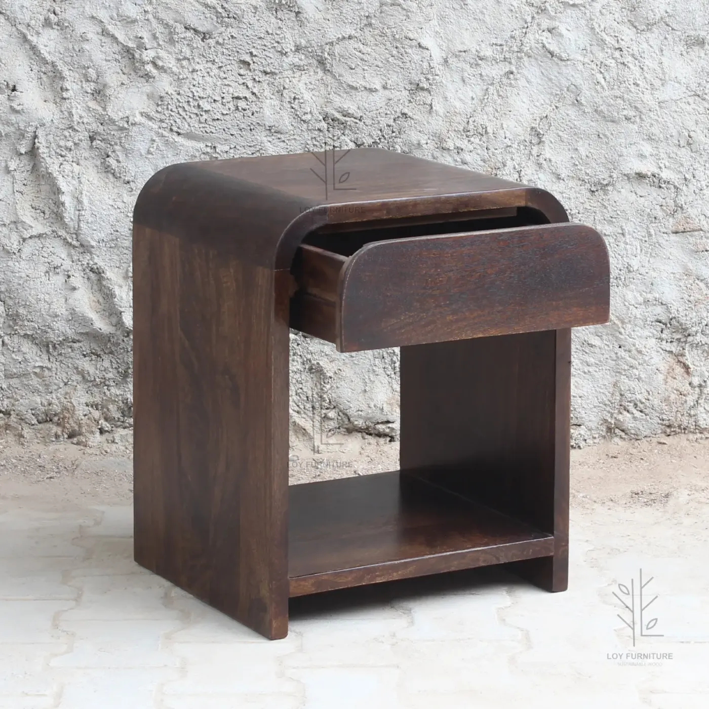 Color Ibiza mango wood bedside table – wenge — Photo 2