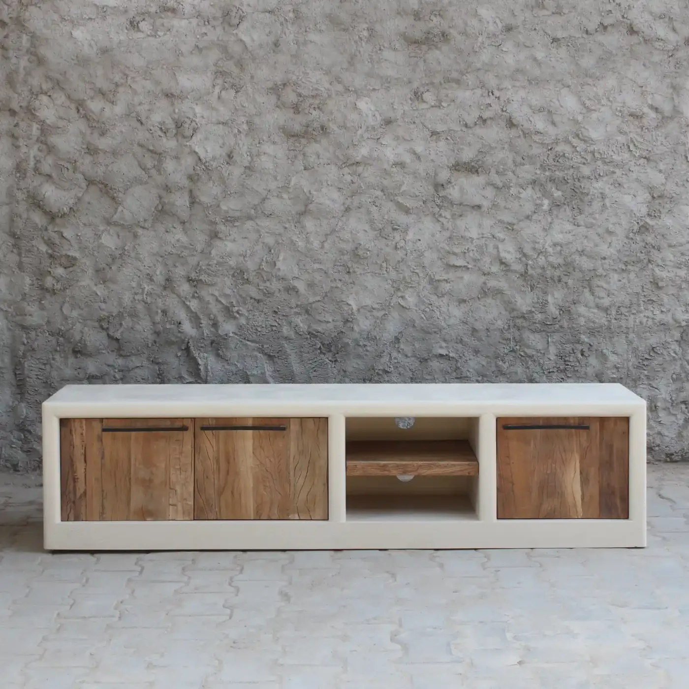 Ibiza concrete effect TV unit with handles — Photo 1