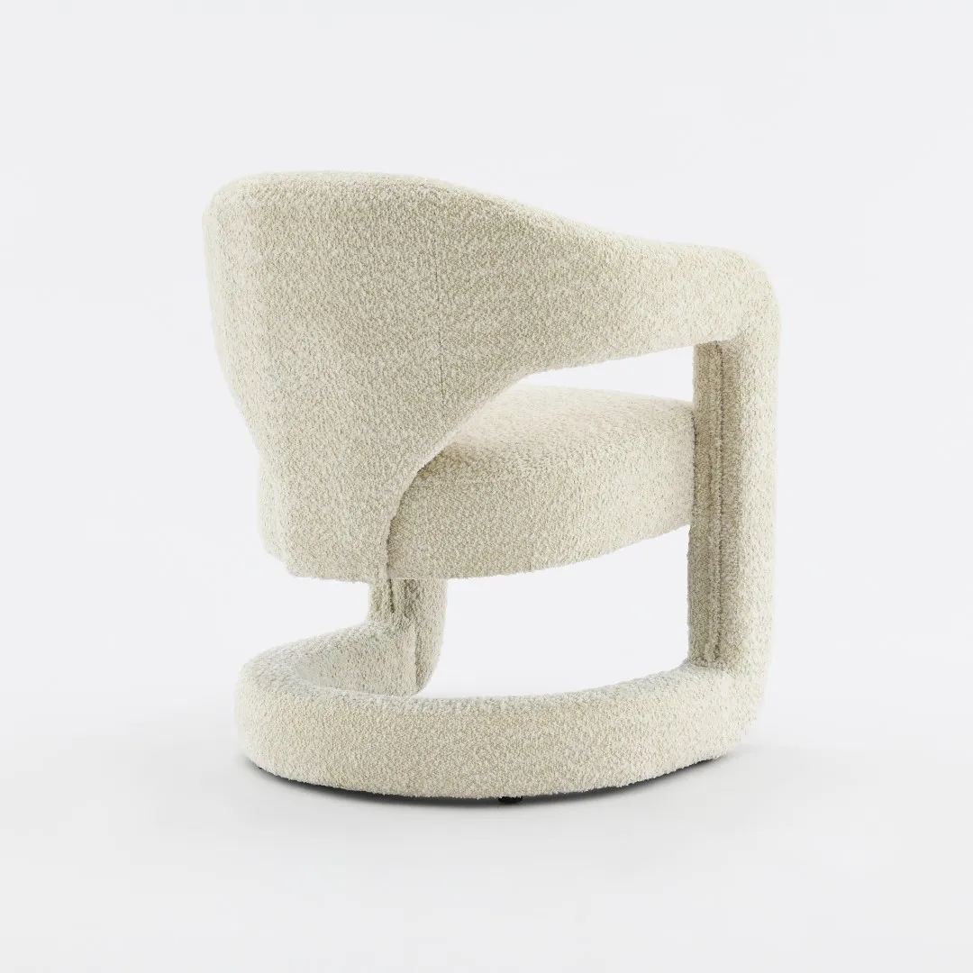 Fauteuil van polyester en bouclé ecru — Foto 2