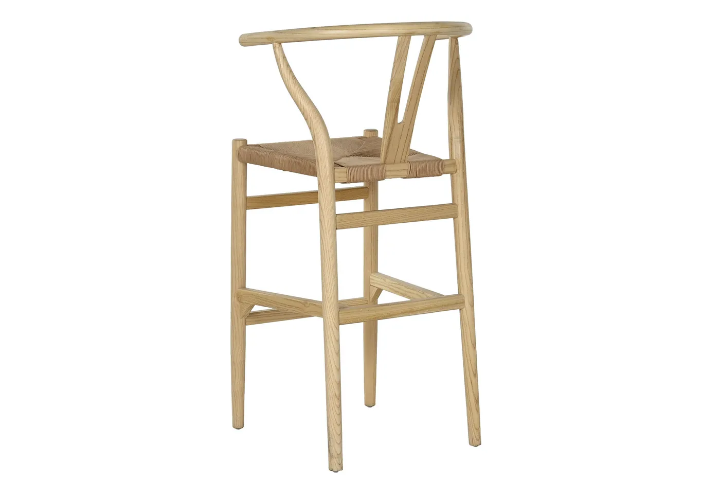 Taburete apilable de olmo y fibra natural natural — Foto 2