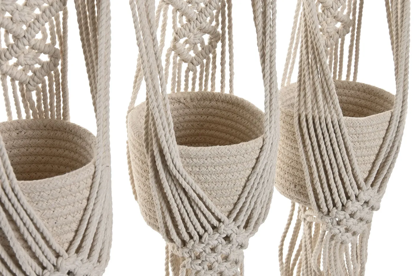 Macetero macramé de algodón y madera — Foto 2