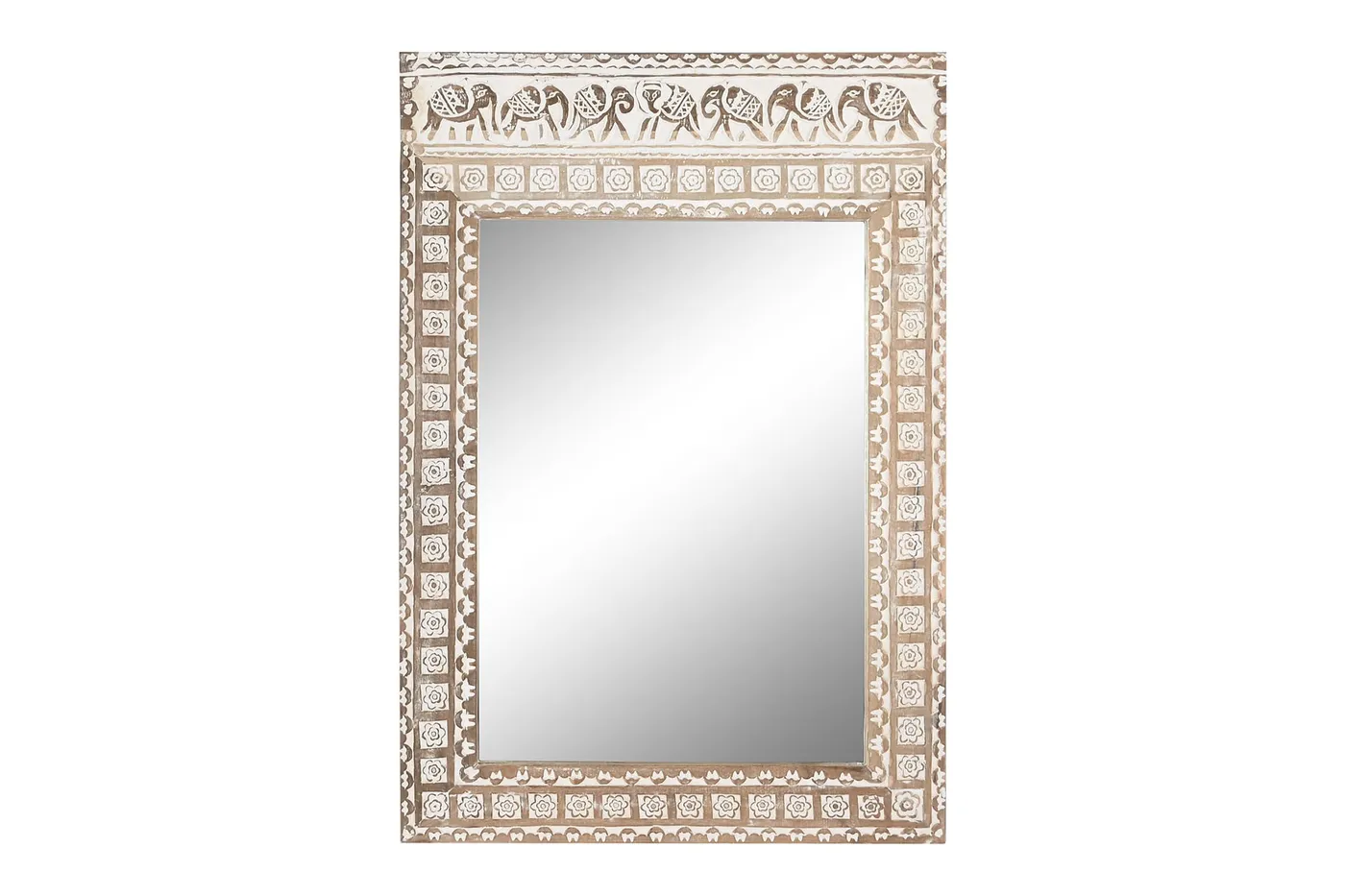 Elephant mango wood mirror mirror – white