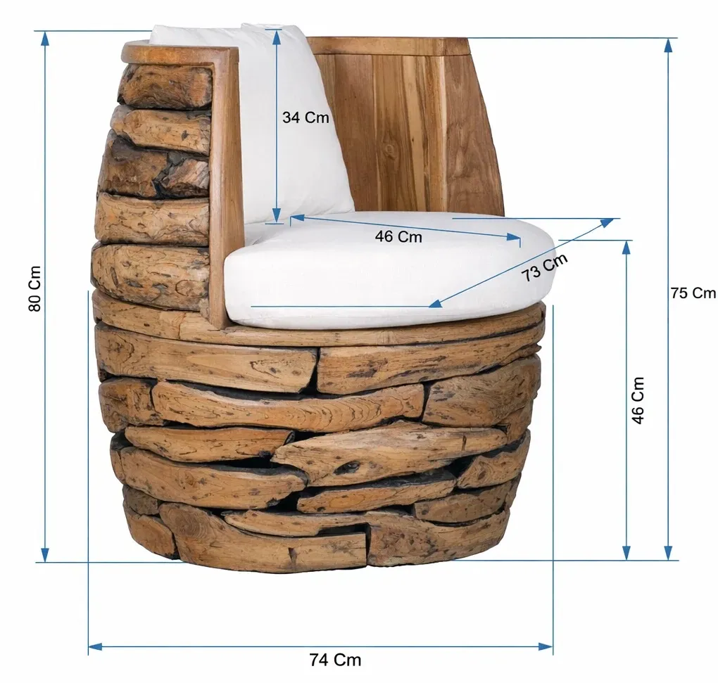 Sillón de raíz, teca y algodón reciclado — Foto 2