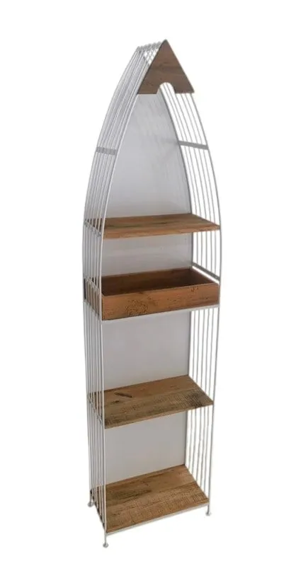 Wood recycled metal shelving unit