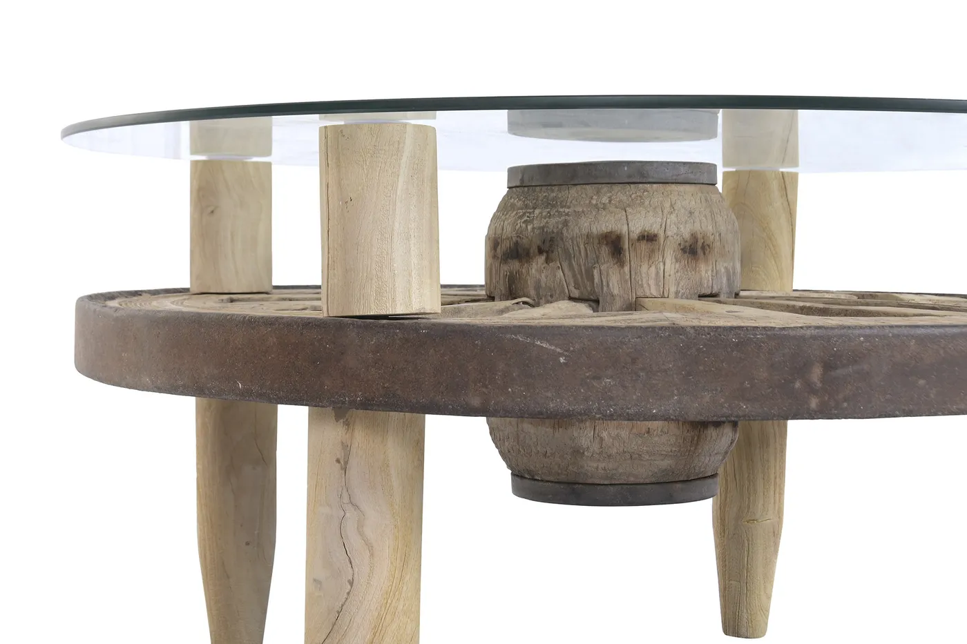 Mesa de centro con ruedas de madera y metal — Foto 2