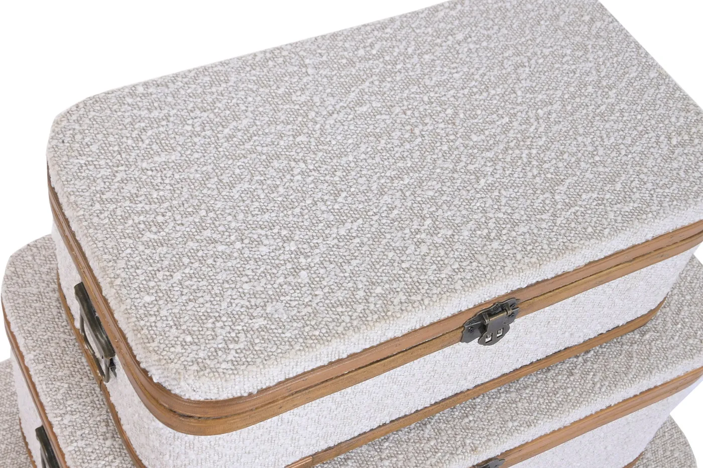 Lot de 3 – malle en bois, polyester et tissu mouton — Photo 2