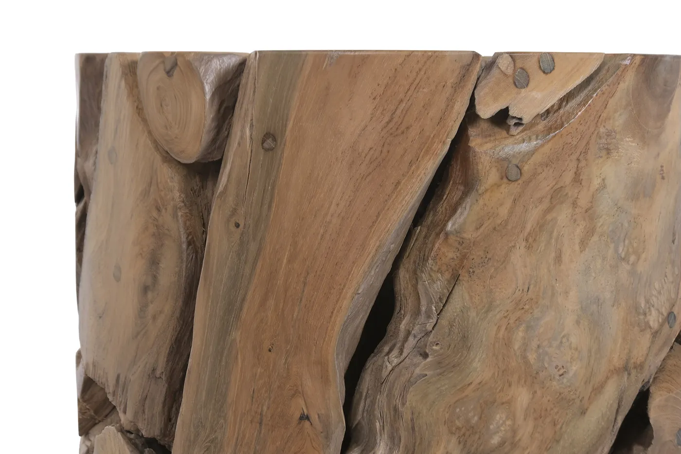 Root wood teak recycled material footstool – natural — Photo 2