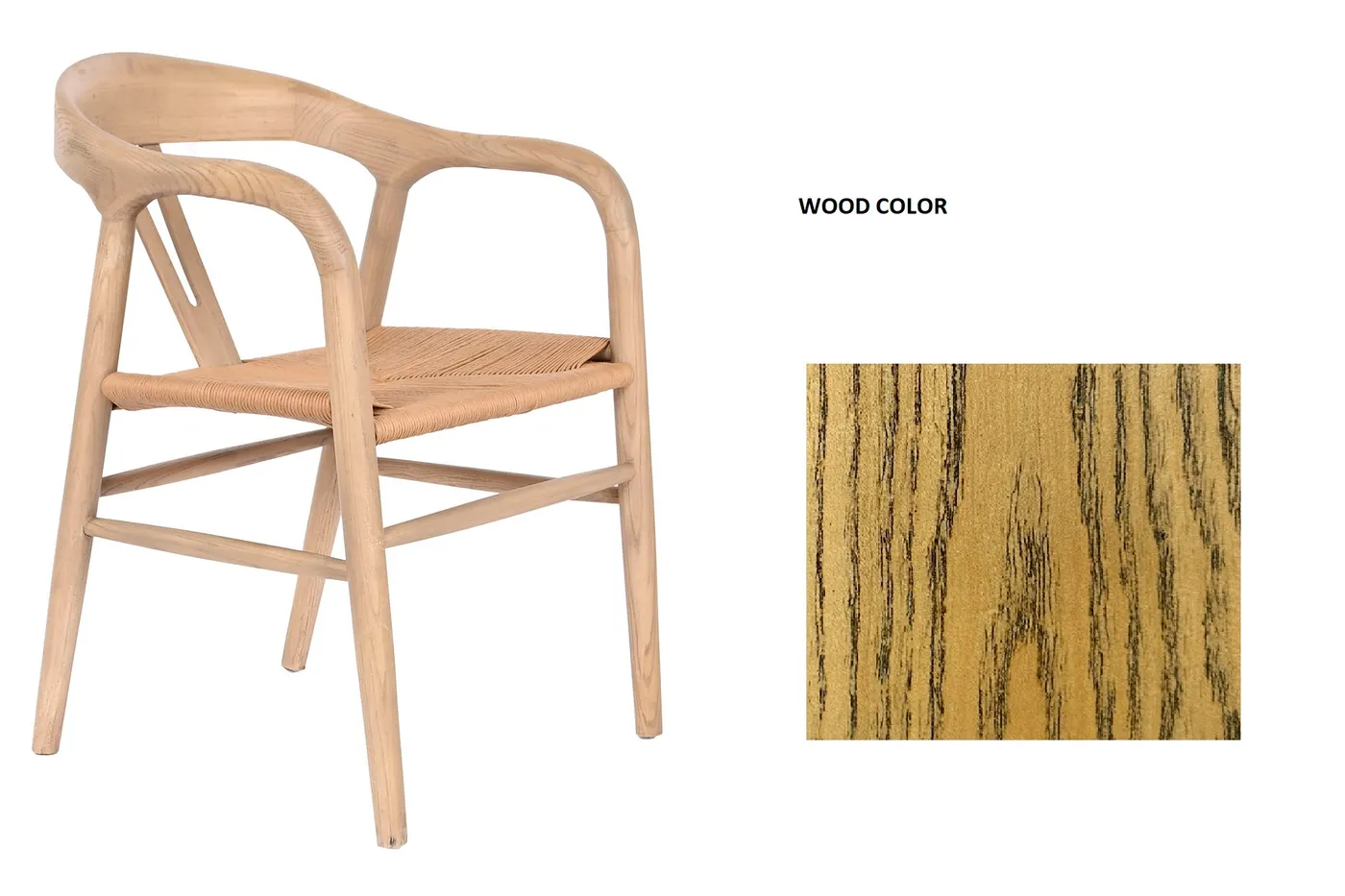 Chaise en orme et fibre naturelle naturelle — Photo 1