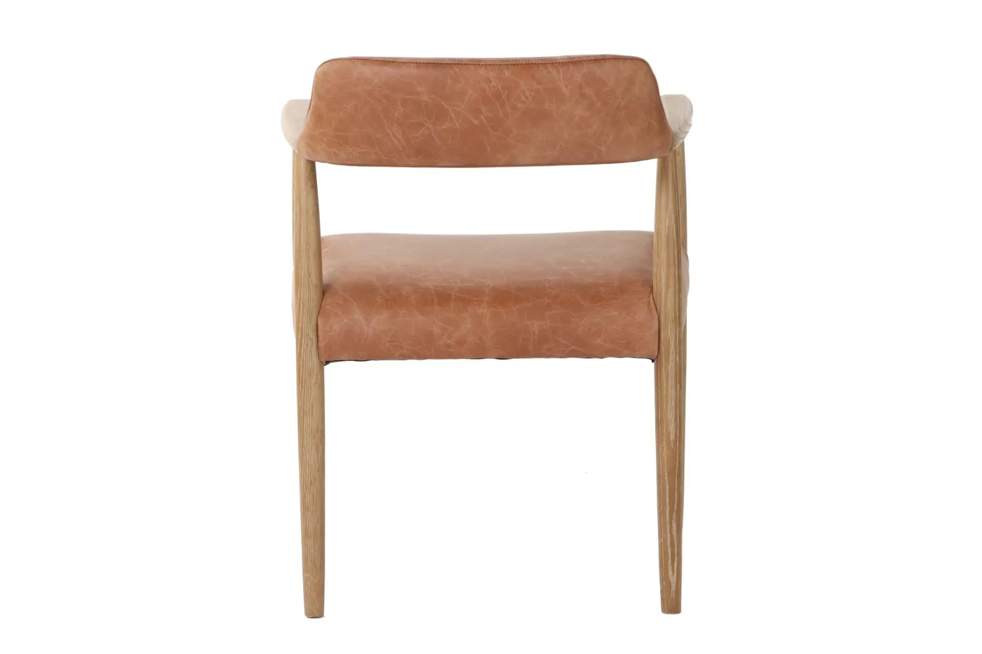 Fauteuil en frêne et cuir décapé / blanc — Photo 2