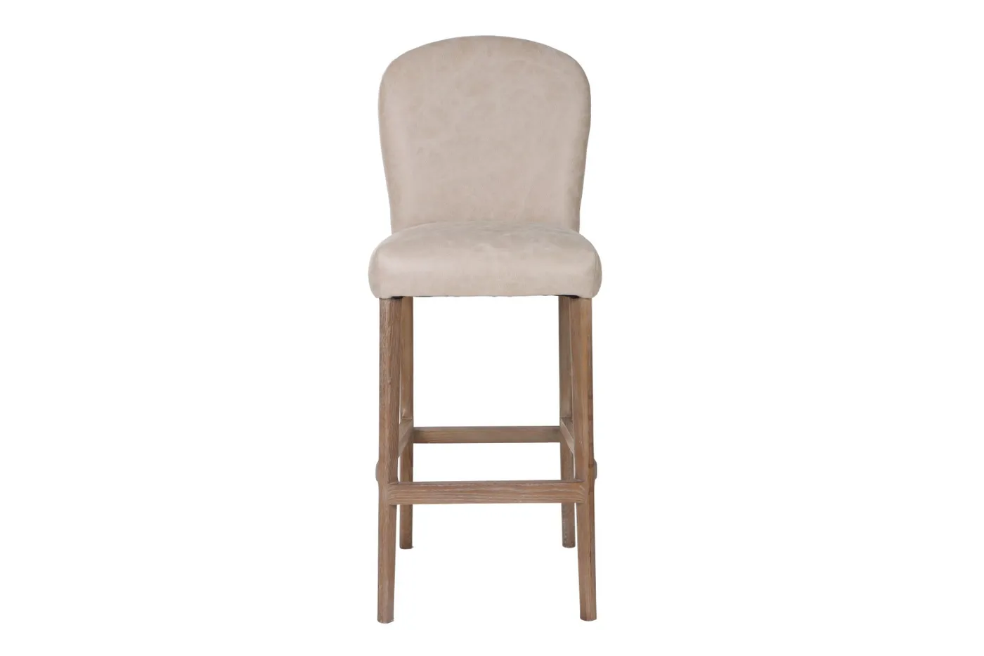 Ash leather stool with handles – whitewashed — Photo 2
