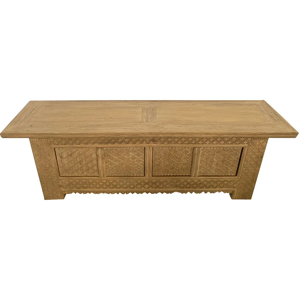 Solid carved elm TV unit – natural — Photo 2