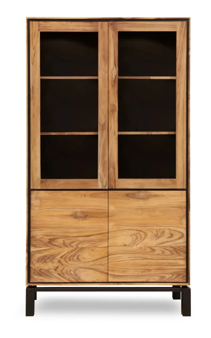 Teak acacia display cabinet – brown — Photo 2