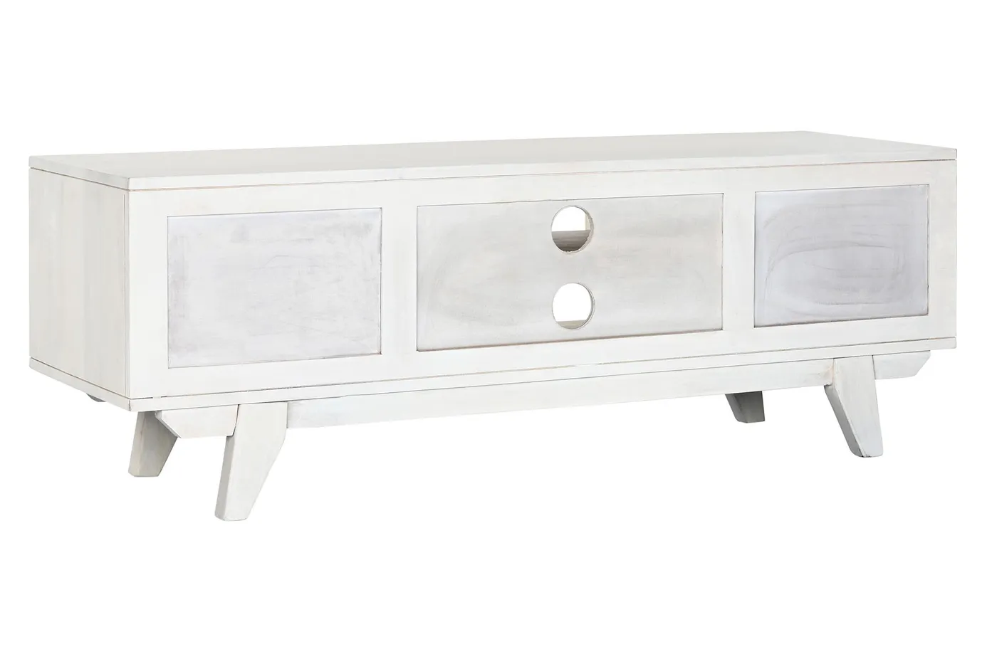 Mueble TV de mango y ratán blanco roto — Foto 2