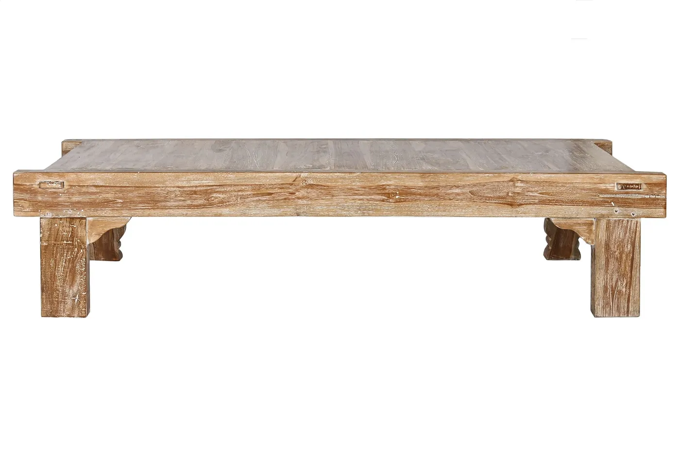 Table basse en teck et matériau recyclé décapée / blanche — Photo 2