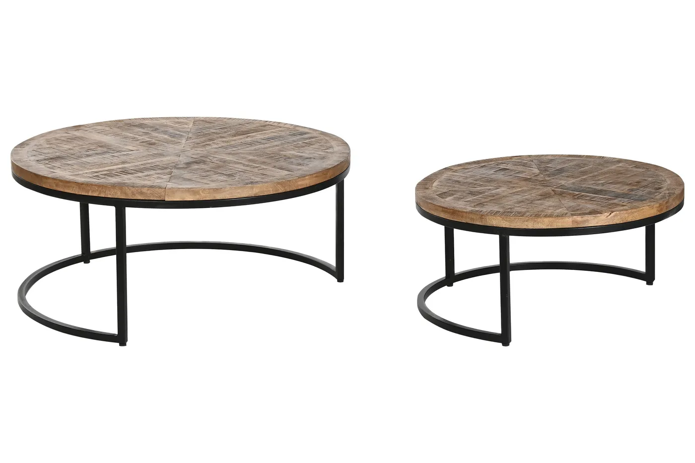 Set de 2 – mesa de centro de mango y metal marrón — Foto 2