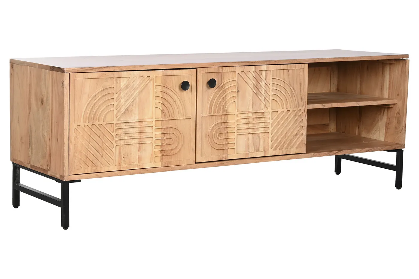 Acacia metal TV unit – natural — Photo 2